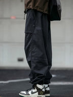 Men's Plus Size Relaxed Fit Cargo Pants with Drawstring and Pocketed Design