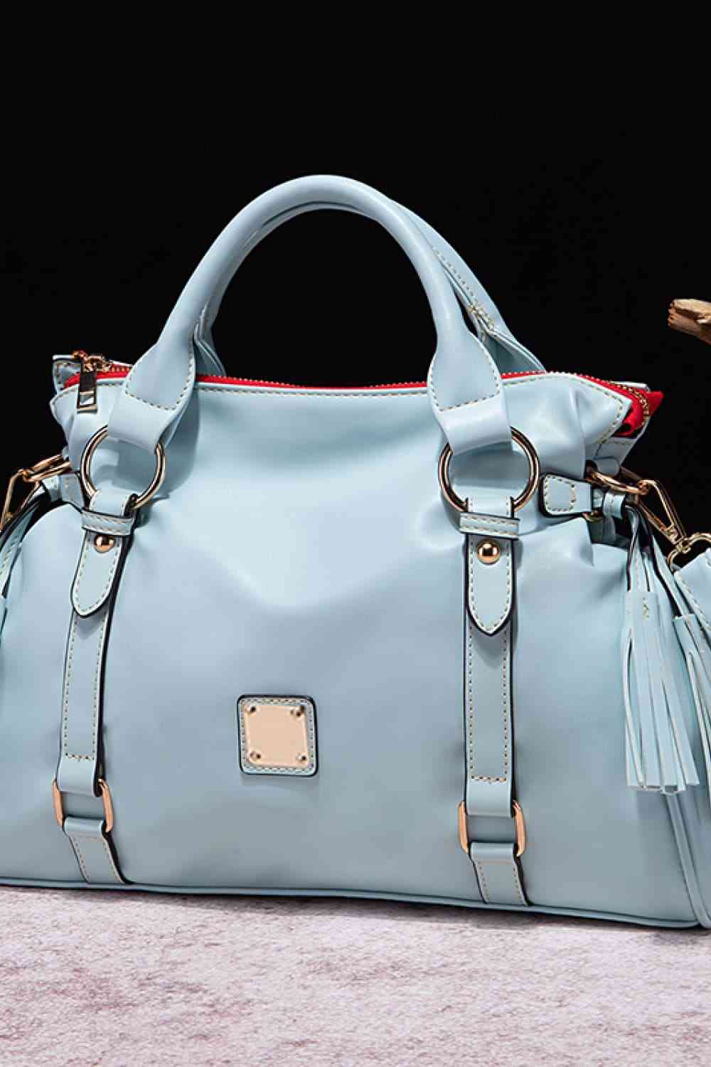 Large Tote Handbags Mehgan Women's PU Leather Zipper with Stylish Tassels Light Blue One Size 4dfb55d004c344c98a7736b04c4d6326-Min Trendsi
