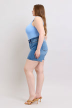 Judy Blue Denim Shorts 2 Buttons with Pockets Medium Wash Plus Sizes 4e0aaa49-330e-442e-8fb5-8839256fb888-Max Trendsi