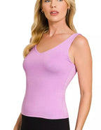 Zenana Premium Rayon Double-Layered V-Neck Tank Top