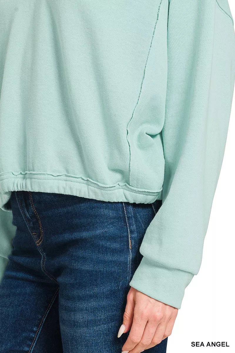 Zenana French Terry Collared Exposed Seam Sweatshirt 4e3eb396878a4db0b1830911431be8fa-Max-Origin Trendsi