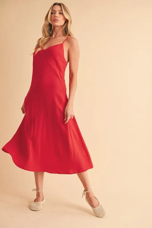 Aemi+Co Side Button Midi Cami Dress