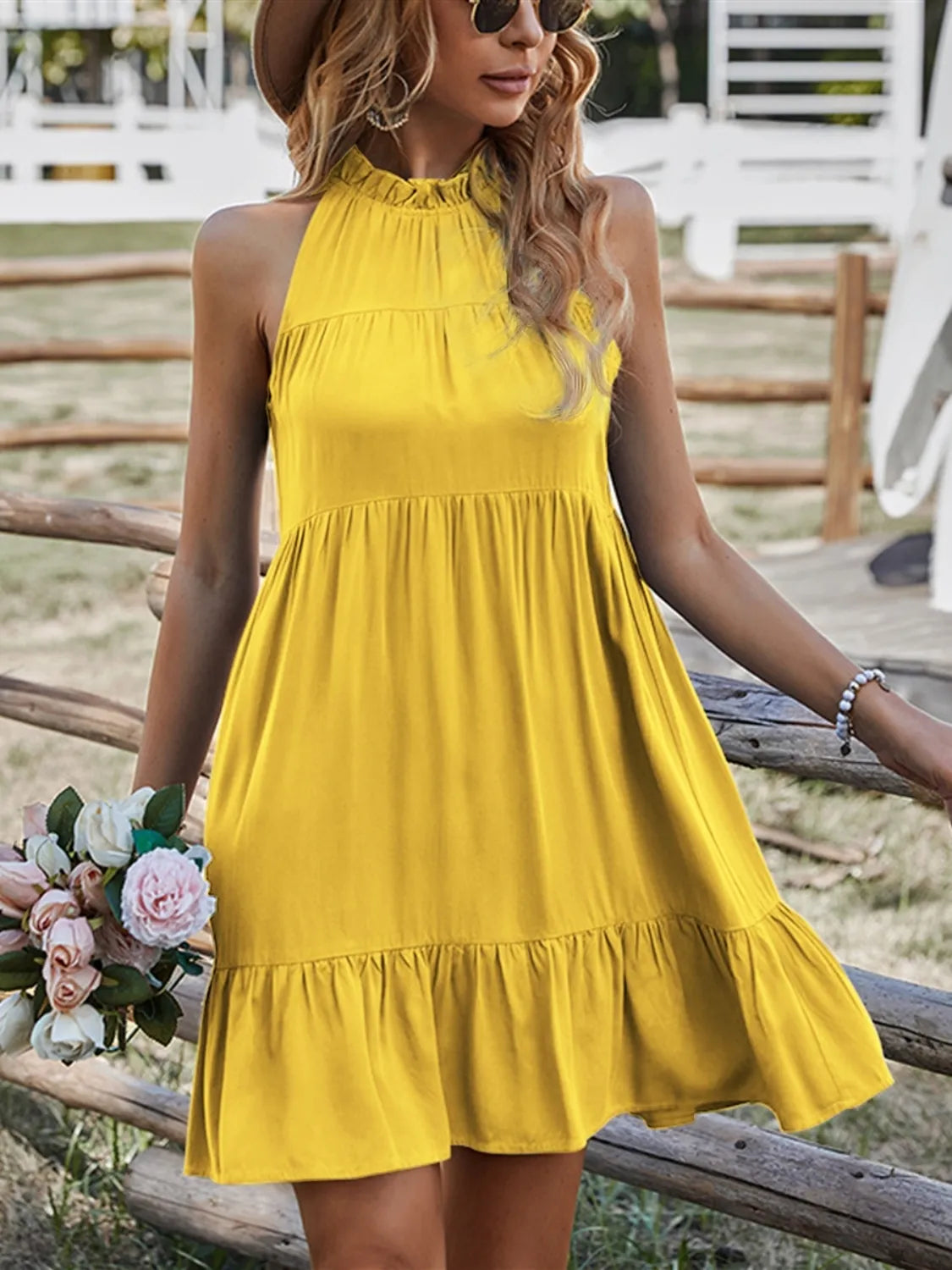 Mini Dress Yellow Ruffled Hem Sleeveless Bow Tied Back 4e78a8f8-bdef-437e-9992-8c61bea82a9c-Max-Origin Trendsi