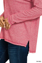 Zenana Soft Melange Hacci Exposed Seam Hi-low Tee 4e822319472849e6a18f7dac29378a22-Max-Origin Trendsi