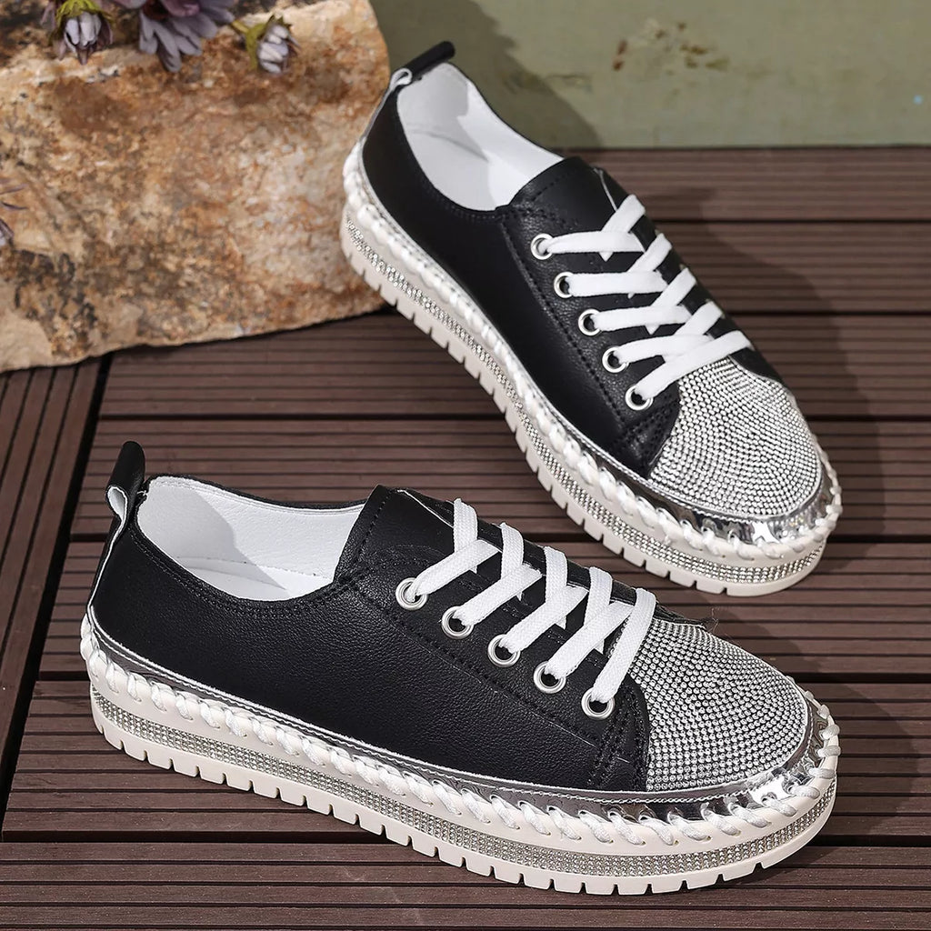 Women Sneakers Round Toe Platform Pu Leather Rhinestone Flat Shoes 4e90896015a9442e801bb4e37e78cecb-Max-Origin Trendsi