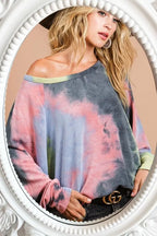 BiBi Womens Tie Dye Blouse Pink Mix Terry Top With Dolman Sleeves 4ea3a15403224bd1b559b2501543ccf1-Max-Origin Trendsi