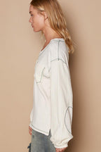 Blouse POL V-Neck knit Panel Exposed Seam Top 4ea7193e-7145-430b-8eb5-b2cbbdaf1da4-Max Trendsi