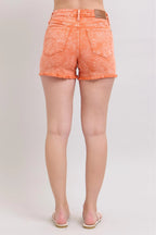 Judy Blue Denim Shorts Wome's Peach Mid Rise Raw Hem 4ead1920c70e4574a62777ad1a0d79e5-Max-Origin Trendsi