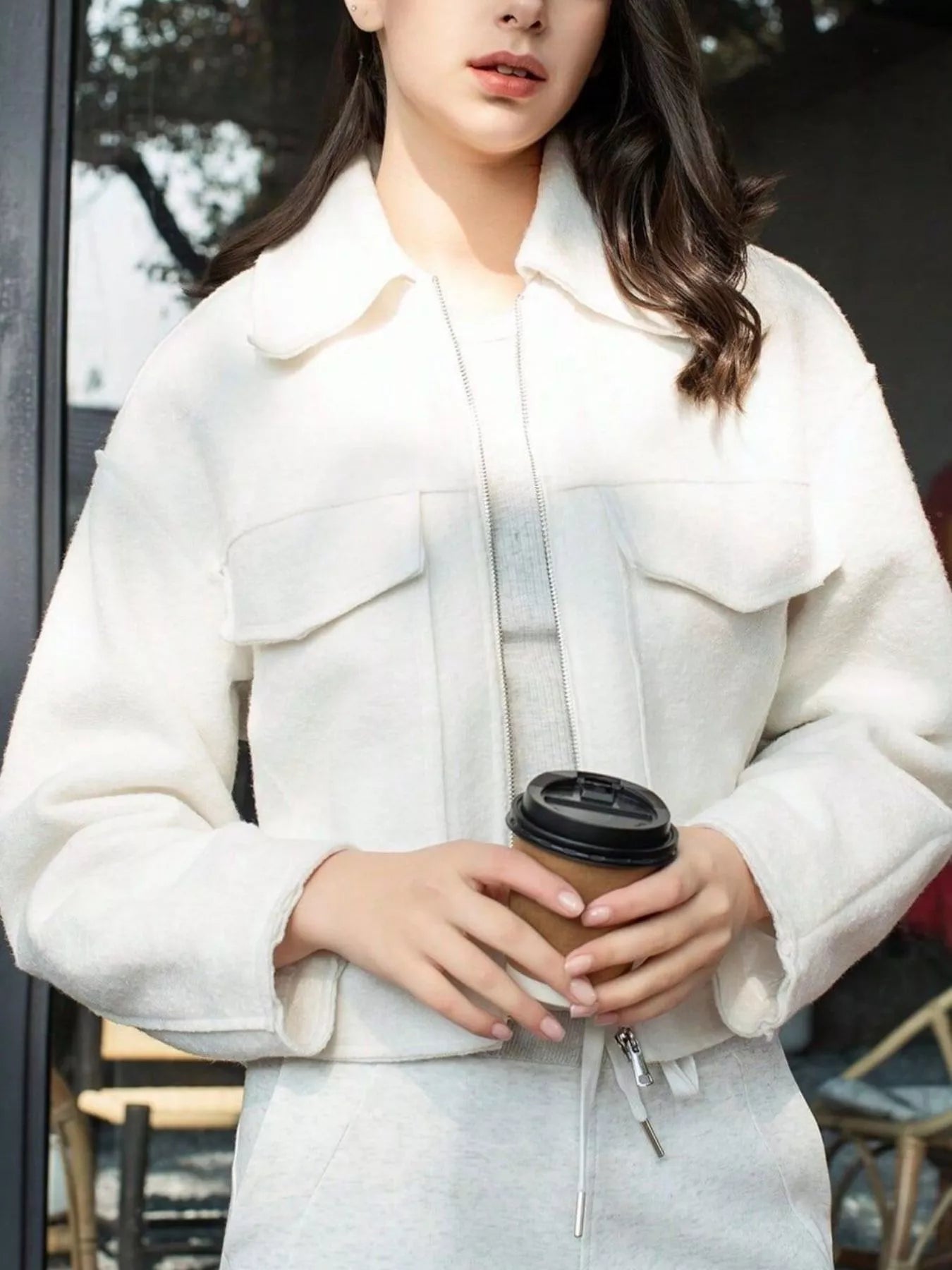 Womens Cropped Jacket Zip Up Long Sleeve Casual Fashion with Front Pockets 4eb01780-9e42-4336-9d0b-d998886aca87-Max-Origin Trendsi