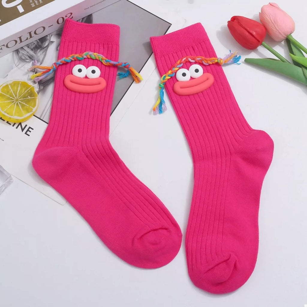 Women's Crew Socks Cotton Cartoon Ribbed Knit Funny Hot Pink One Size 4ee21937-9046-4630-ba1b-a35de7615a31-Max-Origin Trendsi