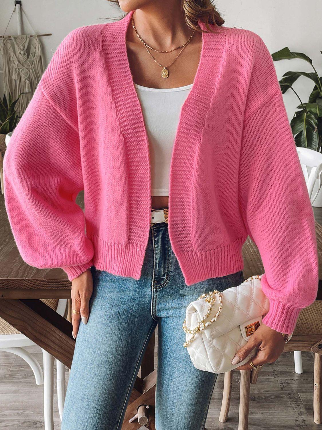 Knit Cardigan Open Front Long Sleeve Knitwear 4f18264b-f81a-4d9d-a95a-853e417856e6-Max Trendsi