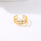 Cross Open Ring 18K Gold-Plated Rhinestone Gold Jewelry 4f188d31-a039-4250-97a1-67204c097116-Max-Origin Trendsi