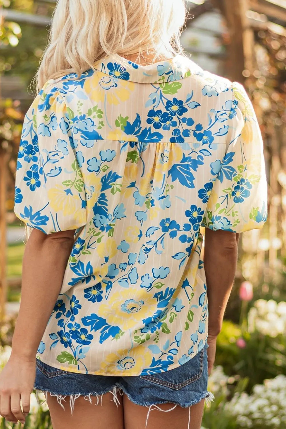 Women's Shirt Floral Printed Puff Short Sleeve Summer Top 4f1d4e0e-2e95-45fa-ae2f-ec7aff21e7c0-Max-Origin Trendsi