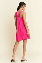 Davi & Dani Mini Dress Hot Pink Washed Satin Cutout Skirt Wide Straps 4f29b13cdeb1465c90bb884c5a6f5536-Max-Origin Trendsi
