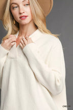 Umgee Womens Sweater Cream V-Neck with Wide Trim Detail Pullover 4f2c07b2-3c8c-4db5-8bc6-016a0814972f-Max-Origin Trendsi