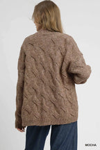 Umgee Womens Cardigan Chunky Cable Knit Mocha Woolen Knit Open Front 4f6014bc-4f39-4f00-a7e9-8605f6e2a2f8-Max-Origin Trendsi
