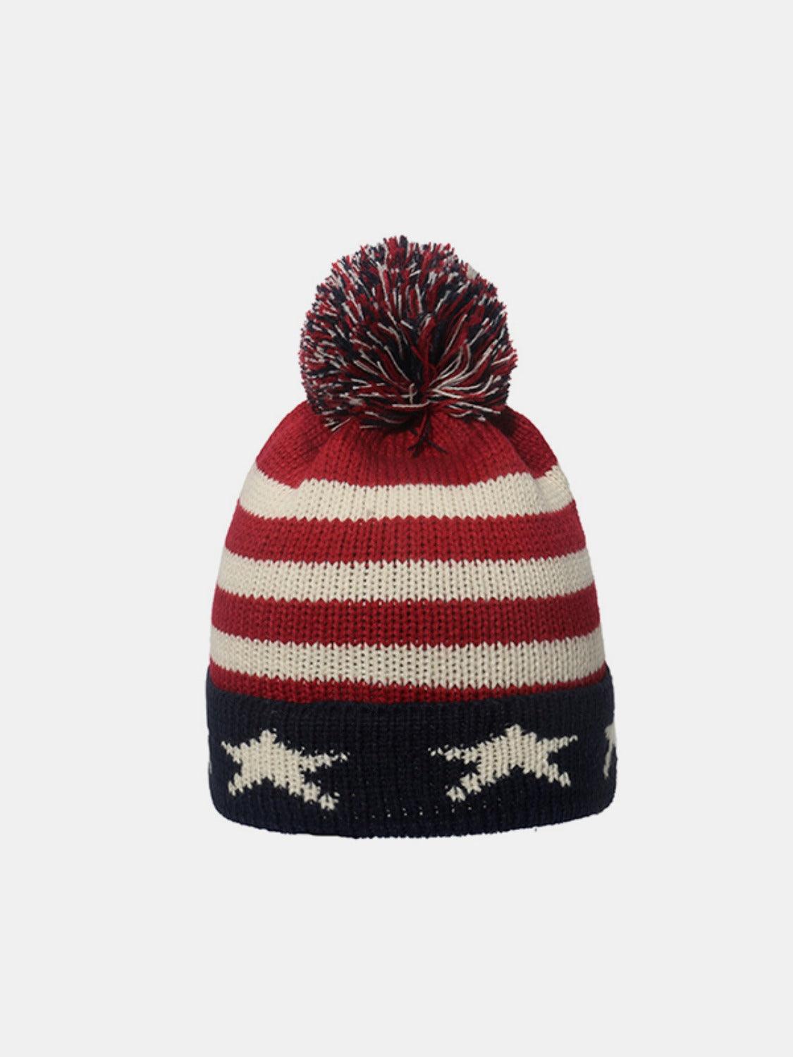 Knit Hat Roll Rim US Flag Style B One Size 4f67c9f1-ec42-4878-b674-5c6945464d8d-Max Trendsi