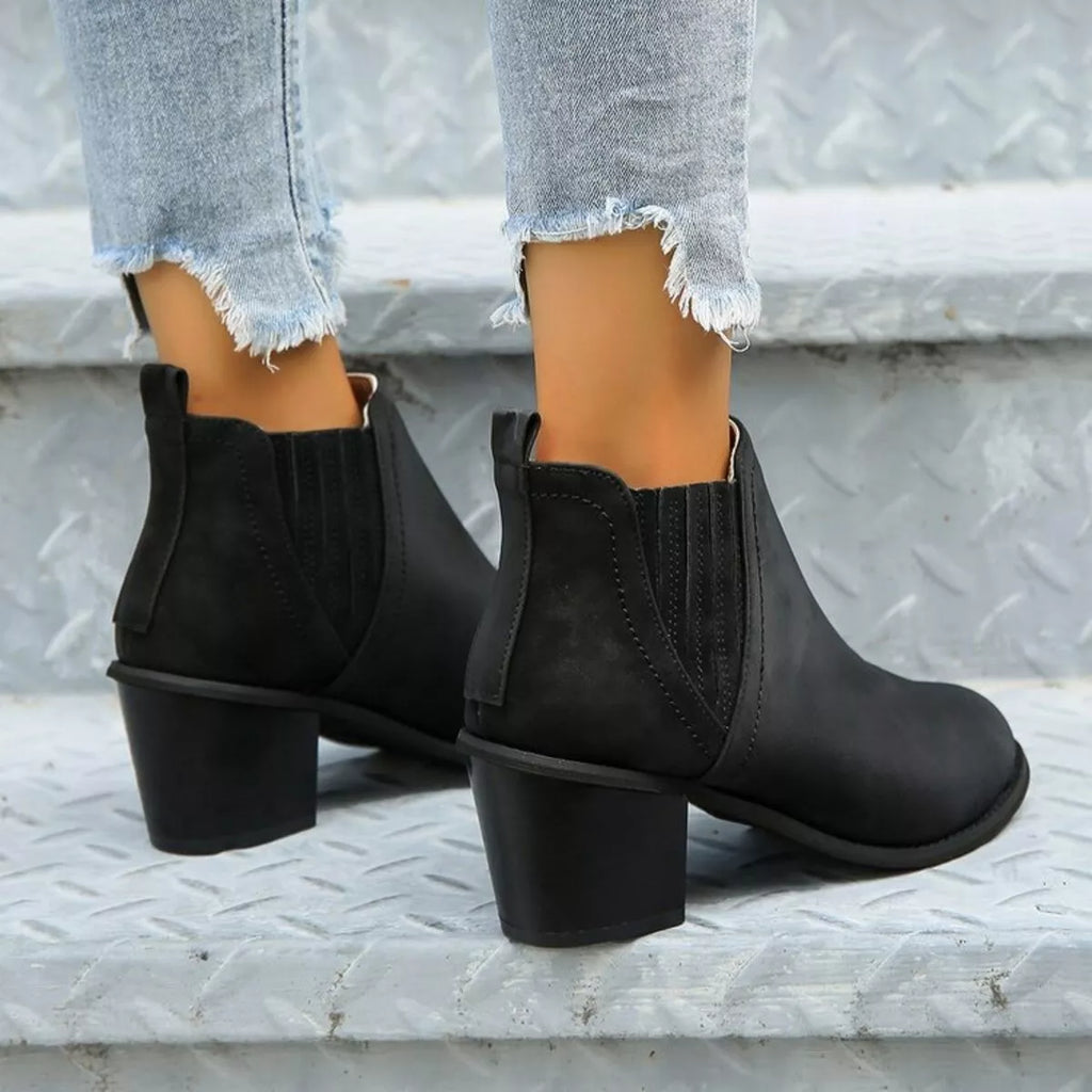 Women's Ankle Boots Pu Leather Point Toe Block Mid Heels Shoes 4f94baf8d1834cf8b885e5bf8fc57e16-Max-Origin Trendsi