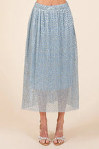 Mittoshop Midi Skirt Pleated Blue Metallic Glitter Speckle Print Elastic Waist BLUE 4fb22f32353c42328502b7b9b76b2312-Max-Origin Trendsi