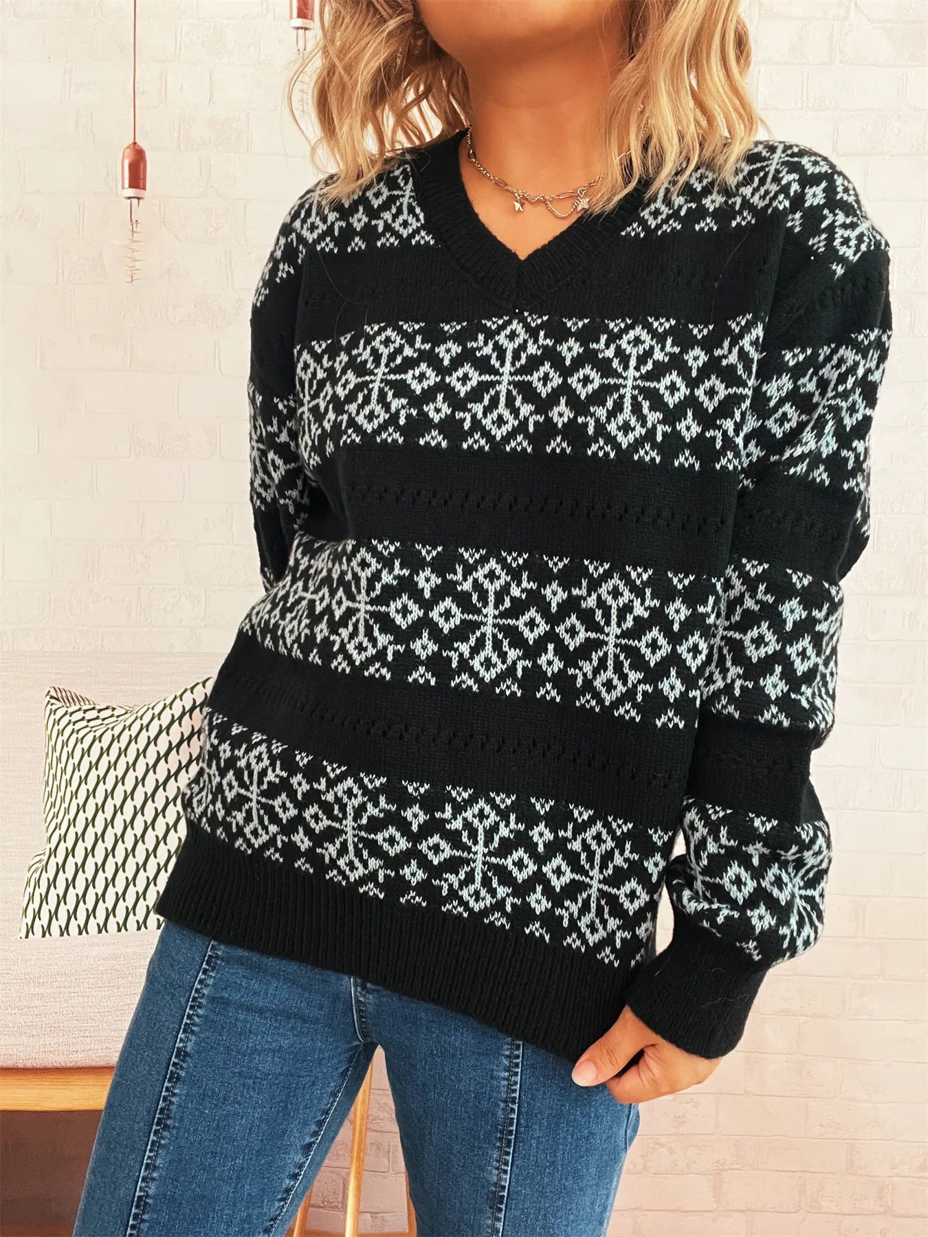 Women's Sweater Contrast Ribbed Hem Long Sleeve Pullover 4fcdf078367541a99dd8ad4cbb64cf2d-Max-Origin Trendsi