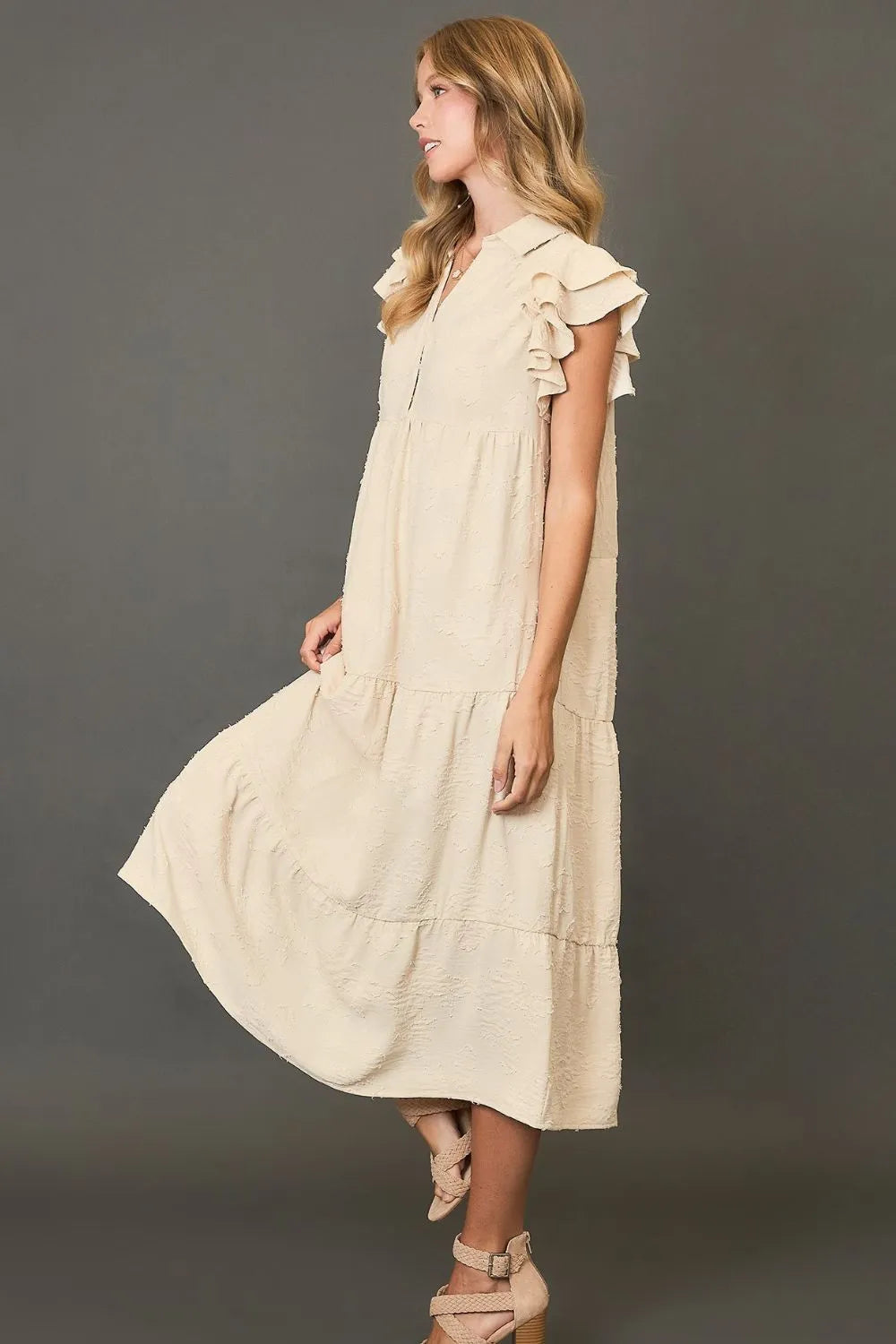 Umgee Midi Dress Cream Tiered Floral Burnout Ruffle Short Sleeve 4ff0bd5f-df3c-4305-9ee1-12d1608d3b43-Max-Origin Trendsi