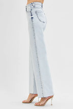 RISEN Wide Leg Jeans Women's High Rise Basic Style Light Wash Denim 500f3828d84e48b99cde156d90174e62-Max-Origin Trendsi
