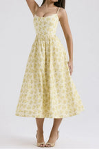 Floral Midi Dress Spaghetti Strap Ruched Zipper High Waisted 5016835a-f611-46c4-bea0-d6a97c01b032-Max-Origin Trendsi