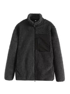 Plush Women Jacket Zip Up Long Sleeve Zip Outer Pocket Collared Outwear 50202e66-f0b8-4093-bf37-ef65b0123c90-Max Trendsi