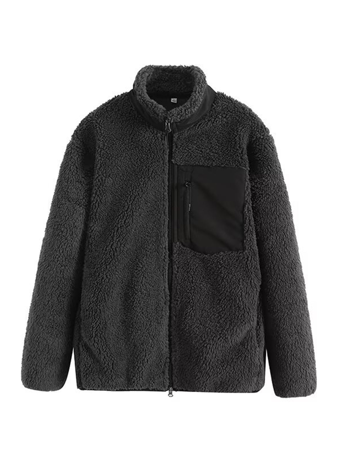 Plush Women Jacket Zip Up Long Sleeve Zip Outer Pocket Collared Outwear 50202e66-f0b8-4093-bf37-ef65b0123c90-Max Trendsi