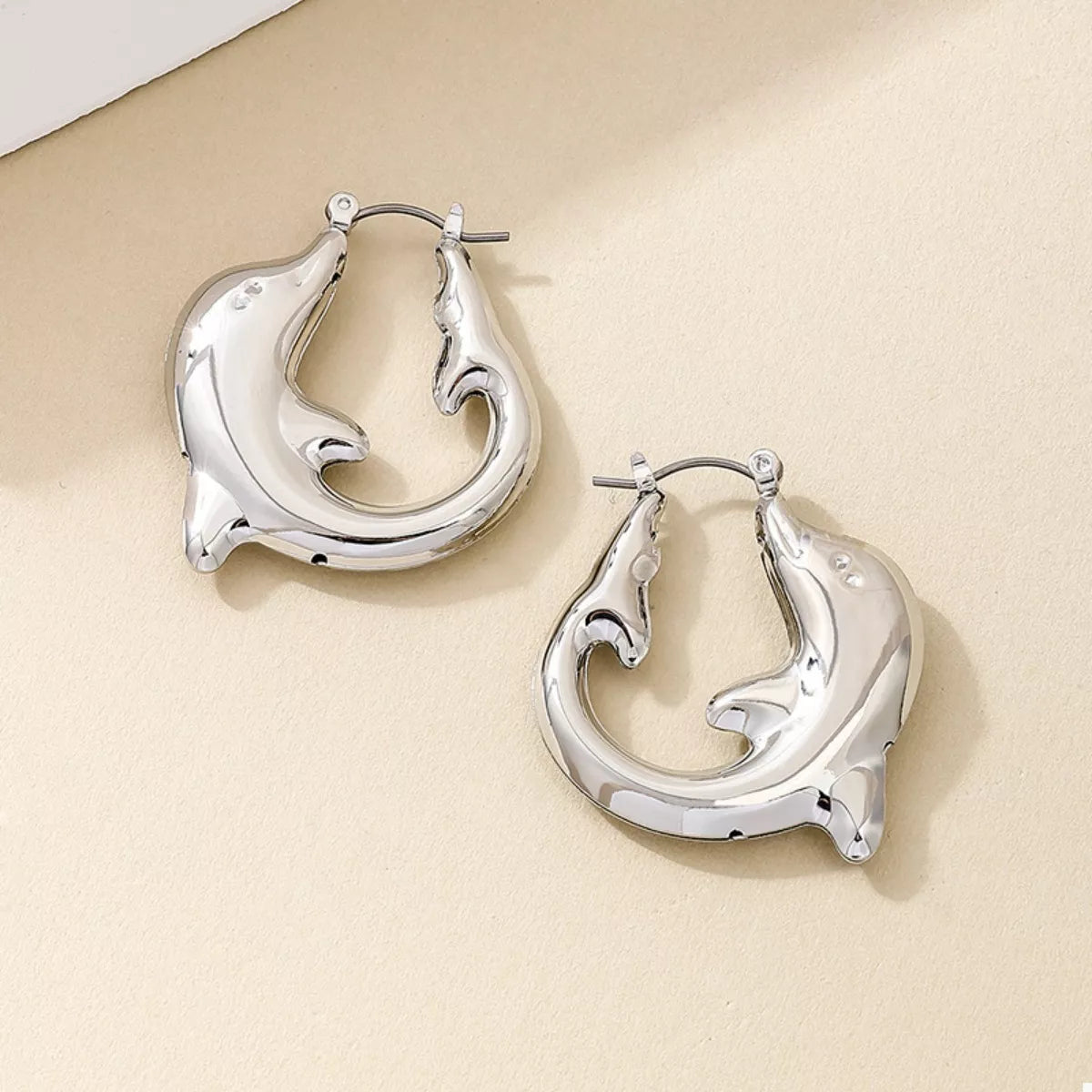 Hoop Earrings 18K Gold-Plated Dolphin Gold Silver Jewelry 50226b76-beeb-4982-8962-948c49a071f3-Max-Origin Trendsi