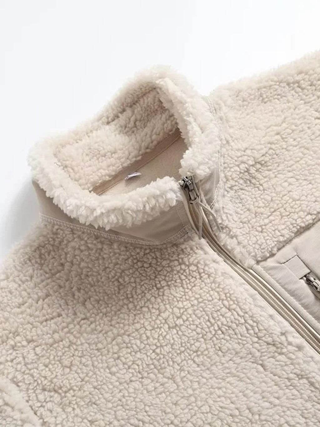 Plush Women Jacket Zip Up Long Sleeve Zip Outer Pocket Collared Outwear 5025b7a8-d502-4af1-970a-54a51186a23e-Max Trendsi