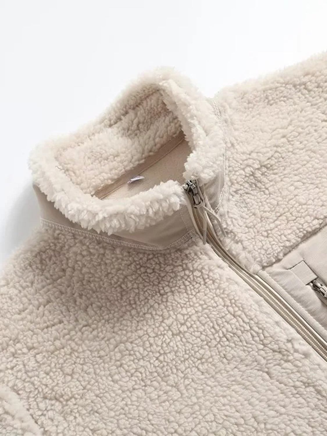 Plush Women Jacket Zip Up Long Sleeve Zip Outer Pocket Collared Outwear 5025b7a8-d502-4af1-970a-54a51186a23e-Max Trendsi