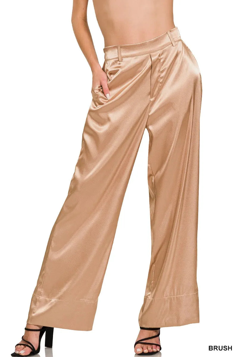 Zenana Satin Pants Wide-Leg Brush Pink Trousers 502db81538f54b89a4276a52b543cab0-Max-Origin Trendsi
