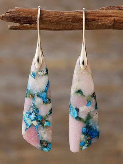 Geometric Dangle Earrings 14K Gold-Plated Colorful Natural Stone 50460d55-3888-47c7-8e14-73585201a504-Min Trendsi