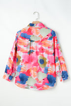 Women's Shirt Floral Pink Print Collared Ruffle Long Sleeve Blouse 50471a1c-6a85-4aea-8f7b-5a5db0c5d22c-Max Trendsi