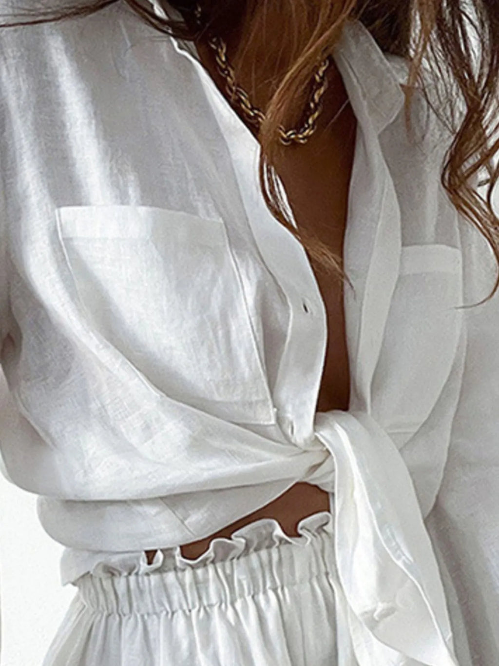 Women's Outfit Set Shirt Balloon Long Sleeve Top and Shorts Lightweght 505b0a1b-181e-4ead-847c-2255b8f9523e-Max-Origin Trendsi