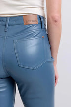 Judy Blue Faux Leather Blue Bootcut Pants High Waist Tummy Control 5060803f704d43aeb899c3a56fbcae1d-Max-Origin Trendsi