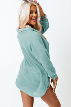 Waffle-Knit Women Shirt Collared Neck Long Sleeve Pocketed Single Breasted 506573c9-6b31-4e04-a5c6-da1e2900956f-Max Trendsi