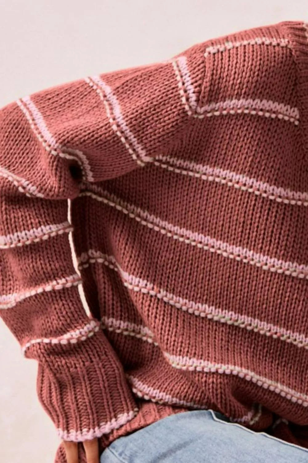 BiBi Womens Sweater Oversized Striped Long Sleeve Knit Pullover 5068d76a-158d-46e2-aeae-2553041c07e7-Max-Origin Trendsi