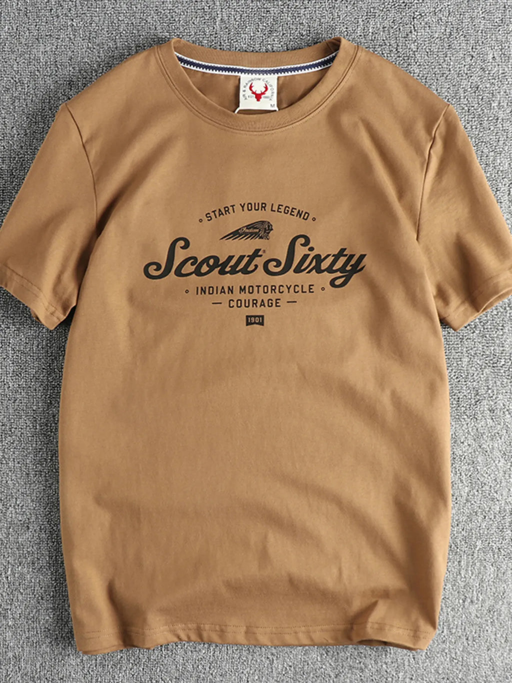 Men's T-Shirt Cotton Blend Graphic Round Neck Short Sleeve Top Tees Light Coffee 50818425d0c34dd994e889f6c873c980-Max-Origin Trendsi