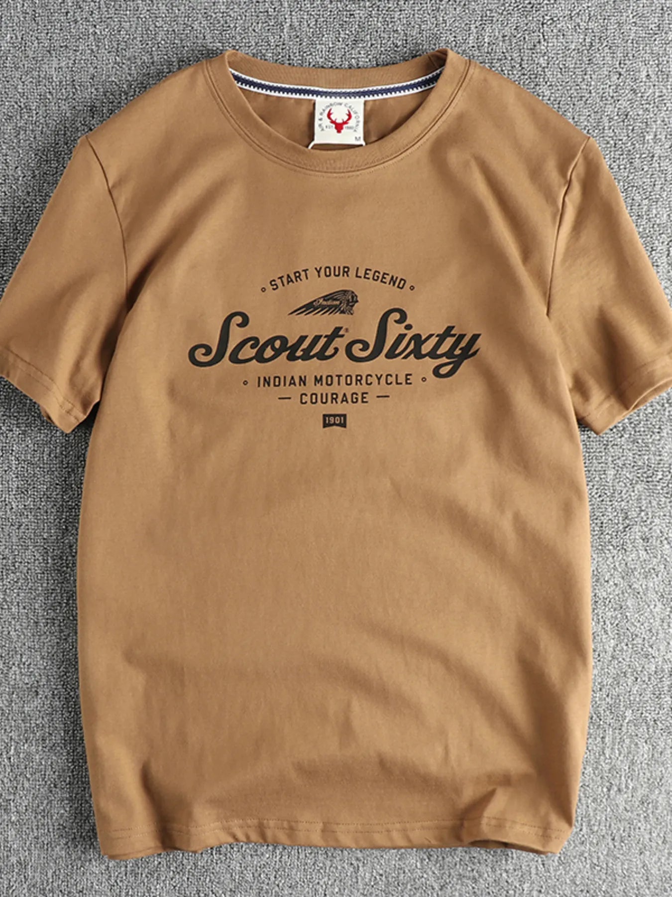 Men's T-Shirt Cotton Blend Graphic Round Neck Short Sleeve Top Tees Light Coffee 50818425d0c34dd994e889f6c873c980-Max-Origin Trendsi