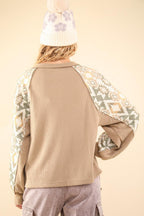 VERY J Printed Long Sleeve Round Neck Knit Top 509cd819-25c6-4c97-926a-ebb55c7e4e62-Max Trendsi