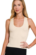Zenana Ribbed Seamless Crop Tank Top