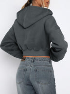 Cropped Jacket Viscose Zip Up Long Sleeve Hooded Outwear 50d665e3-1e11-4da5-9990-d826bce841e2-Max Trendsi