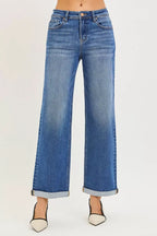RISEN Womens Jeans High Rise Relaxed Fit Ankle Straight Cuff Denim Plus Sizes 50f95075c04c4a0badb35ce6d730f8e8-Max-Origin Trendsi
