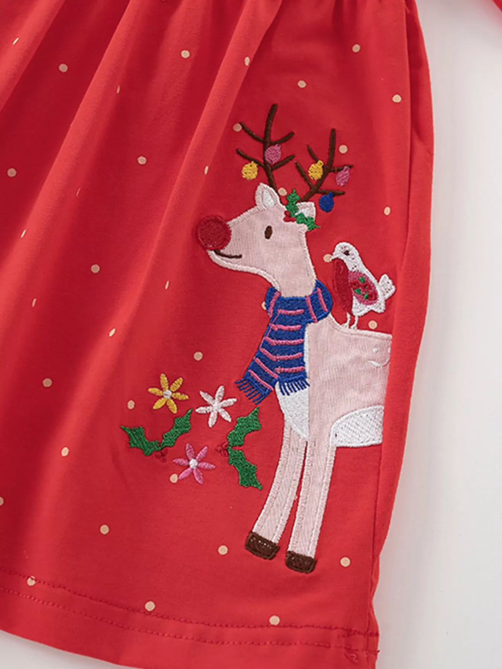 Children's Reindeer Polka Dot Button Detail Dress 50fb4430737b4d28ba21c3a9d4197887-Max-Origin Trendsi