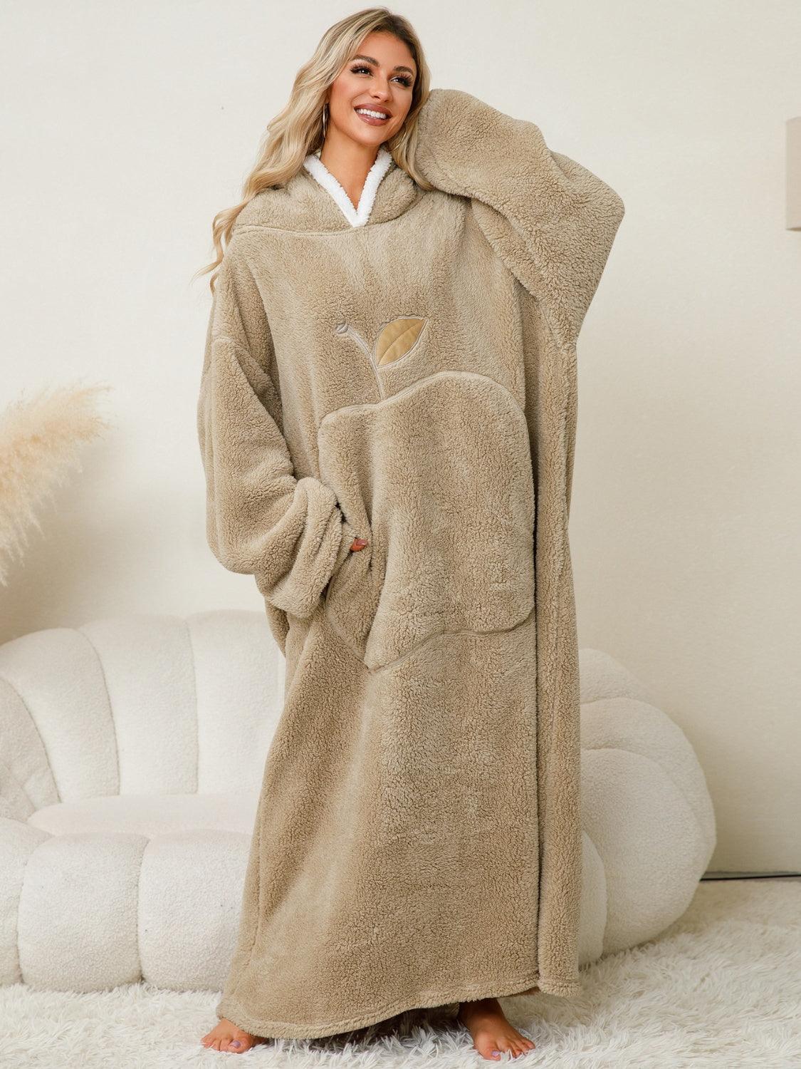 Hooded Lounge Dress Oversized Soft Pocketed Contrast Long Sleeve 510c15e3-7f57-4aac-8206-b7038e4945ef-Max Trendsi