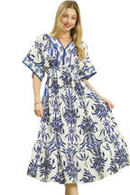 Umgee Floral Mix Border Midi Dress with Pockets