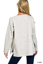 Zenana Womens Outfit Set Light Gray Scuba Side Slit Long Sleeve Top and Pants 511648ecfd0545759584ce6fa16ff0cc-Max-Origin Trendsi