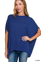 Zenana Womens Knit Top Light Navy Drop Shoulder Short Sleeve Oversized 5169b904-c982-4569-a26d-1ce540b235a6-Max-Origin Trendsi